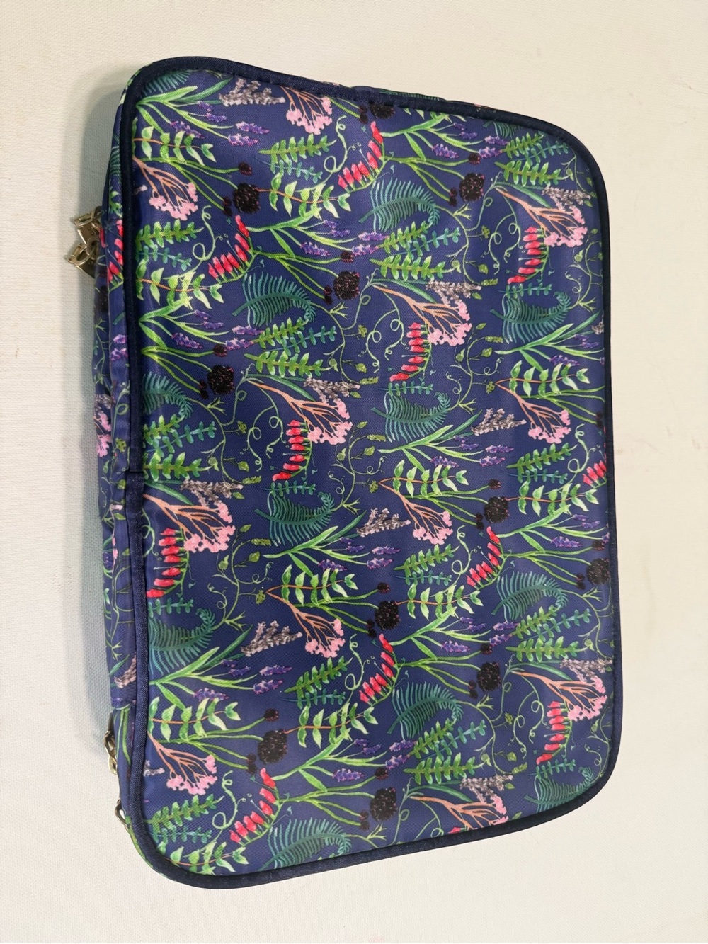 Floral Travel Organizer Pouch - Navy Botanical Storage Case